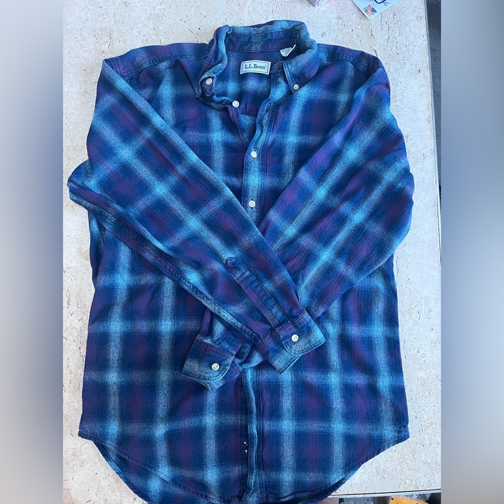 L.L. Bean 100% Cotton Vibrant Plaid Button Down Shirt Men’s Medium Tall